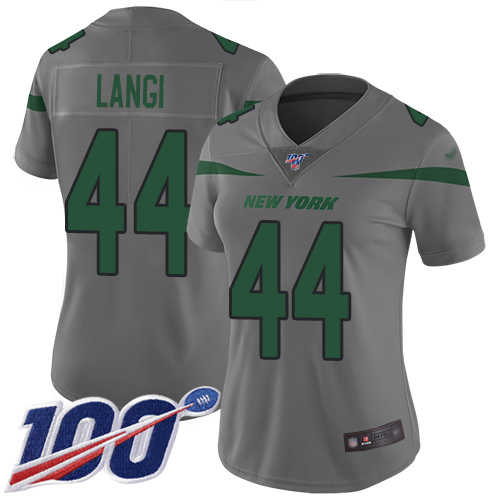 New York Jets Limited Gray Women Harvey Langi Jersey NFL Football #44 100th Season Inverted Legend->new york jets->NFL Jersey